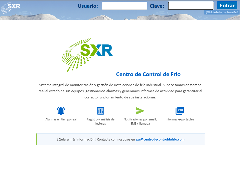 Pantalla de acceso SXR